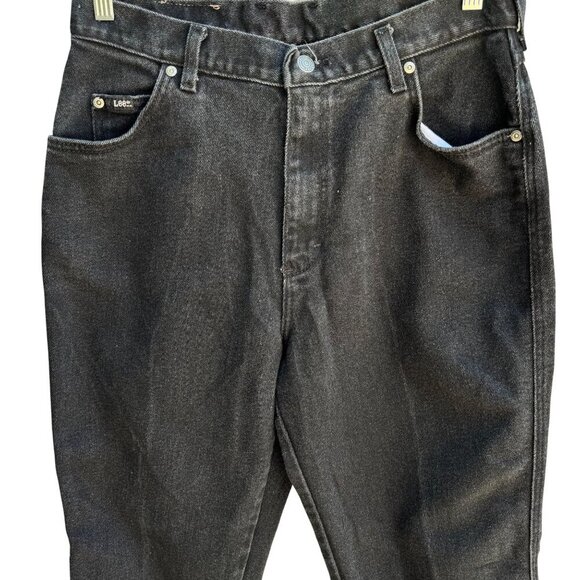 Lee Riveted Womens Vintage Black Relaxed Fit High Waist Tapered Leg Mom Jeans 14 - Picture 5 of 8